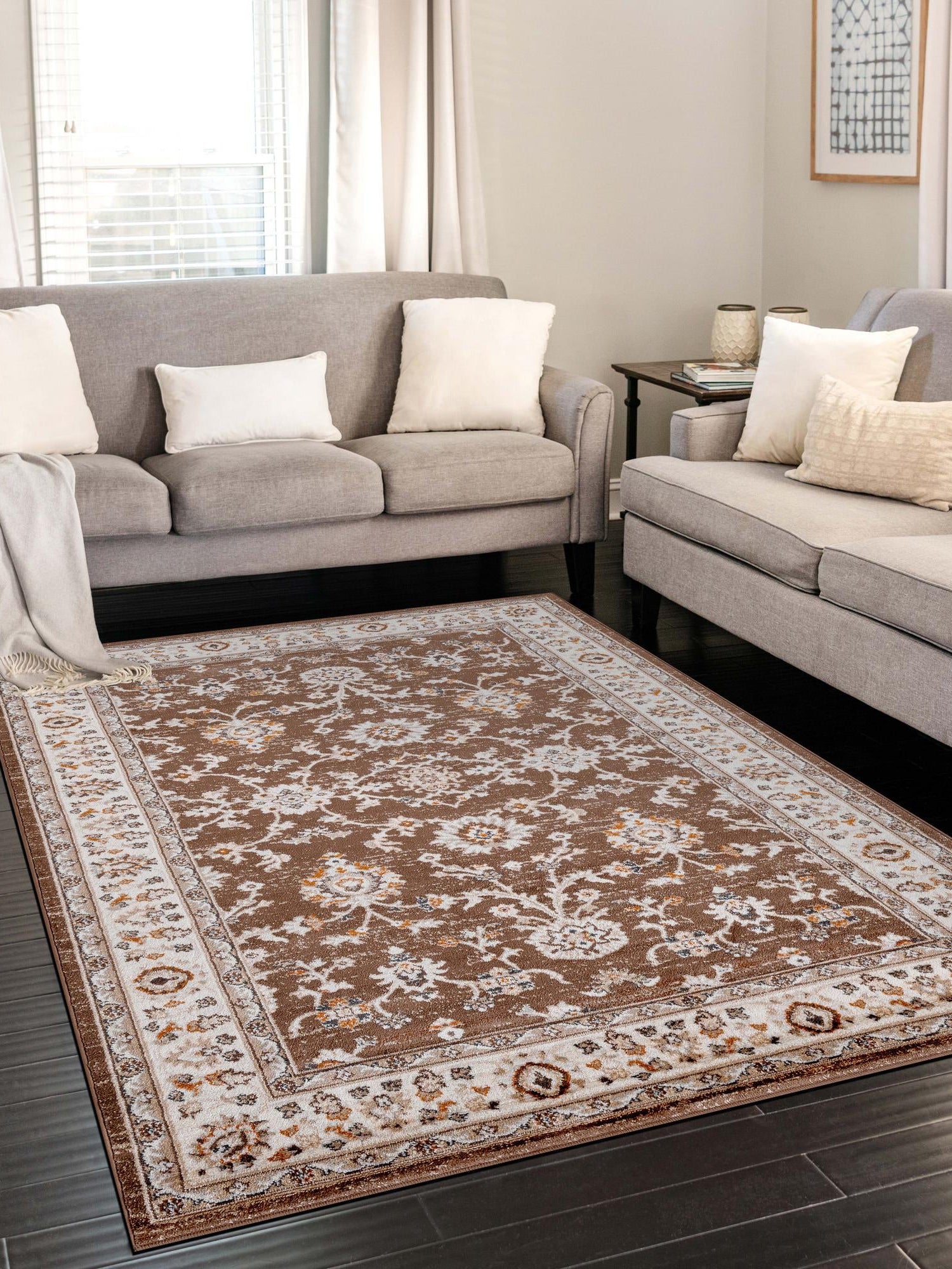 Brown 2' x 3' 1 Charlotte Rectangle Area Rug 100% Polypropylene With Jute Backing Traditional Classical Durable Carpet for Living Dining Office Rooms for Sale at Rug Engine