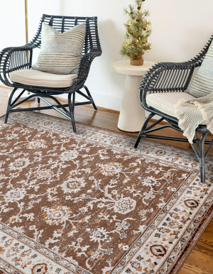 Brown 6' 1 x 9' Charlotte Rectangle Area Rug 100% Polypropylene With Jute Backing Traditional Classical Durable Carpet for Living Dining Office Rooms for Sale at Rug Engine