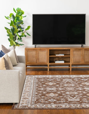Brown 5' 3 x 8' Charlotte Rectangle Area Rug 100% Polypropylene With Jute Backing Traditional Classical Durable Carpet for Living Dining Office Rooms for Sale at Rug Engine