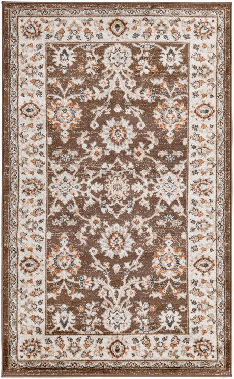 Brown 3' 1 x 5' 3 Charlotte Rectangle Area Rug 100% Polypropylene With Jute Backing Traditional Classical Durable Carpet for Living Dining Office Rooms for Sale at Rug Engine