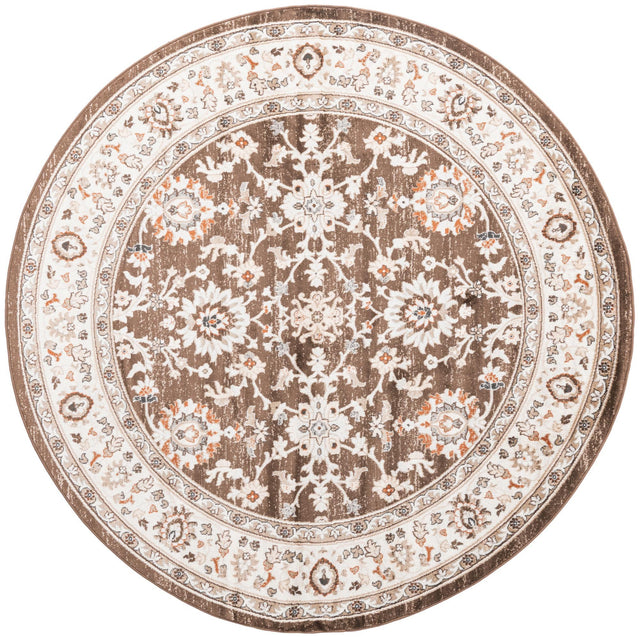 Brown 7' 10 x 7' 10 Charlotte Round Area Rug 100% Polypropylene With Jute Backing Traditional Classical Durable Carpet for Living Dining Office Rooms for Sale at Rug Engine