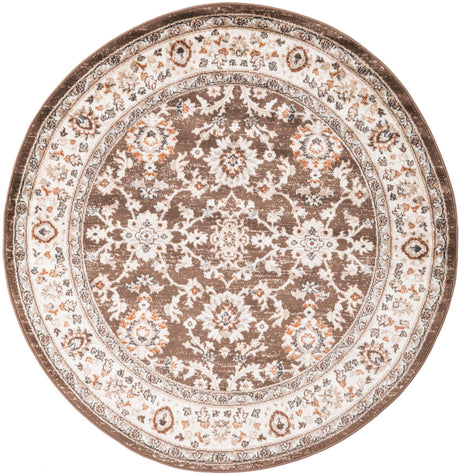 Brown 5' 3 x 5' 3 Charlotte Round Area Rug 100% Polypropylene With Jute Backing Traditional Classical Durable Carpet for Living Dining Office Rooms for Sale at Rug Engine