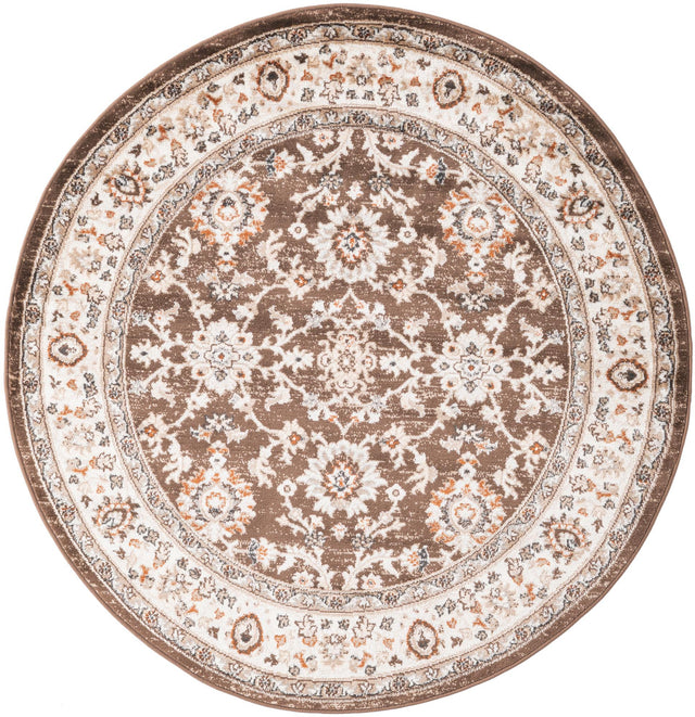 Brown 5' 3 x 5' 3 Charlotte Round Area Rug 100% Polypropylene With Jute Backing Traditional Classical Durable Carpet for Living Dining Office Rooms for Sale at Rug Engine