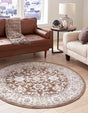 Brown 3' 1 x 3' 1 Charlotte Round Area Rug 100% Polypropylene With Jute Backing Traditional Classical Durable Carpet for Living Dining Office Rooms for Sale at Rug Engine