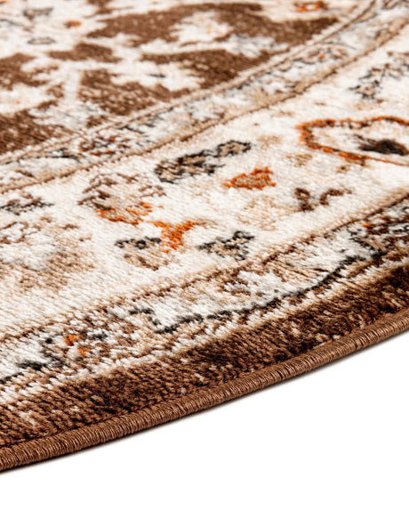 Brown 7' 10 x 7' 10 Charlotte Round Area Rug 100% Polypropylene With Jute Backing Traditional Classical Durable Carpet for Living Dining Office Rooms for Sale at Rug Engine