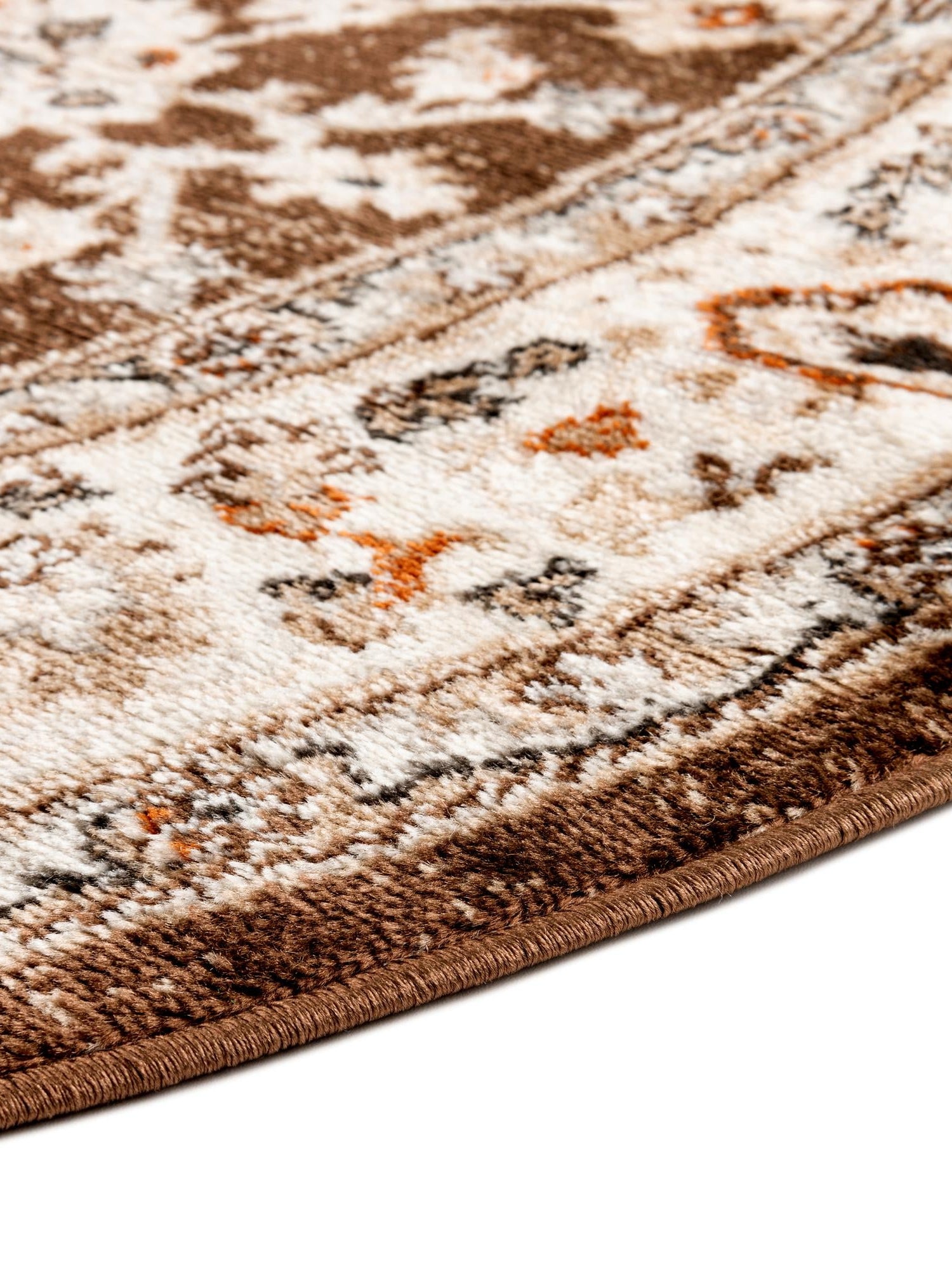 Brown 5' 3 x 5' 3 Charlotte Round Area Rug 100% Polypropylene With Jute Backing Traditional Classical Durable Carpet for Living Dining Office Rooms for Sale at Rug Engine