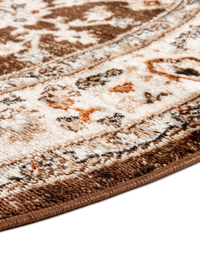 Brown 5' 3 x 5' 3 Charlotte Round Area Rug 100% Polypropylene With Jute Backing Traditional Classical Durable Carpet for Living Dining Office Rooms for Sale at Rug Engine
