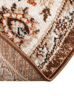 Brown 7' 10 x 7' 10 Charlotte Round Area Rug 100% Polypropylene With Jute Backing Traditional Classical Durable Carpet for Living Dining Office Rooms for Sale at Rug Engine