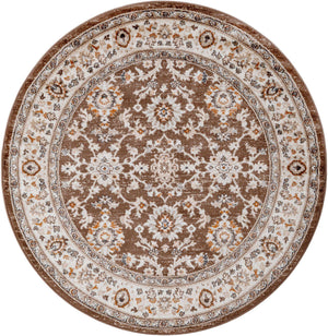 Brown 5' 3 x 5' 3 Charlotte Round Area Rug 100% Polypropylene With Jute Backing Traditional Classical Durable Carpet for Living Dining Office Rooms for Sale at Rug Engine