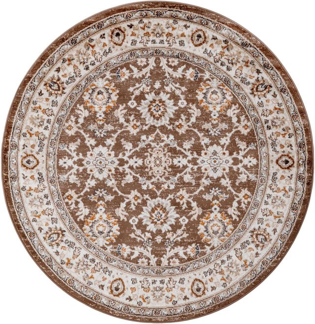 Brown 5' 3 x 5' 3 Charlotte Round Area Rug 100% Polypropylene With Jute Backing Traditional Classical Durable Carpet for Living Dining Office Rooms for Sale at Rug Engine