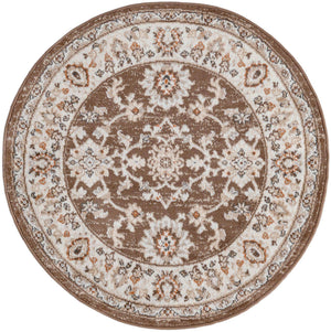 Brown 3' 1 x 3' 1 Charlotte Round Area Rug 100% Polypropylene With Jute Backing Traditional Classical Durable Carpet for Living Dining Office Rooms for Sale at Rug Engine