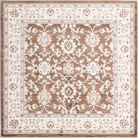 Brown 7' 10 x 7' 10 Charlotte Square Area Rug 100% Polypropylene With Jute Backing Traditional Classical Durable Carpet for Living Dining Office Rooms for Sale at Rug Engine