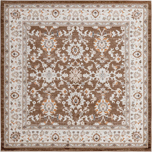 Brown 7' 10 x 7' 10 Charlotte Square Area Rug 100% Polypropylene With Jute Backing Traditional Classical Durable Carpet for Living Dining Office Rooms for Sale at Rug Engine