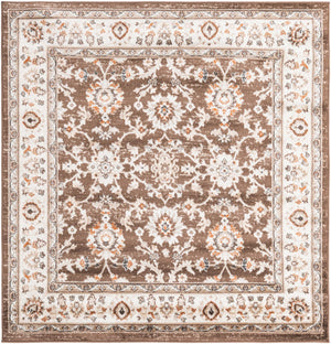 Brown 5' 3 x 5' 3 Charlotte Square Area Rug 100% Polypropylene With Jute Backing Traditional Classical Durable Carpet for Living Dining Office Rooms for Sale at Rug Engine