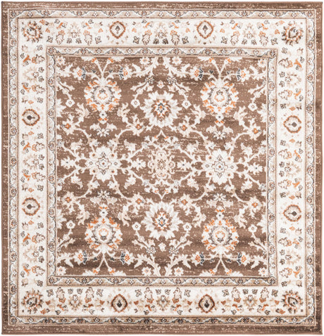 Brown 5' 3 x 5' 3 Charlotte Square Area Rug 100% Polypropylene With Jute Backing Traditional Classical Durable Carpet for Living Dining Office Rooms for Sale at Rug Engine