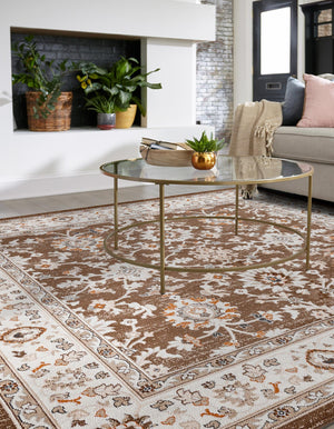 Brown 4' 1 x 4' 1 Charlotte Square Area Rug 100% Polypropylene With Jute Backing Traditional Classical Durable Carpet for Living Dining Office Rooms for Sale at Rug Engine