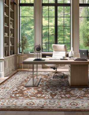 Brown 5' 3 x 5' 3 Charlotte Square Area Rug 100% Polypropylene With Jute Backing Traditional Classical Durable Carpet for Living Dining Office Rooms for Sale at Rug Engine