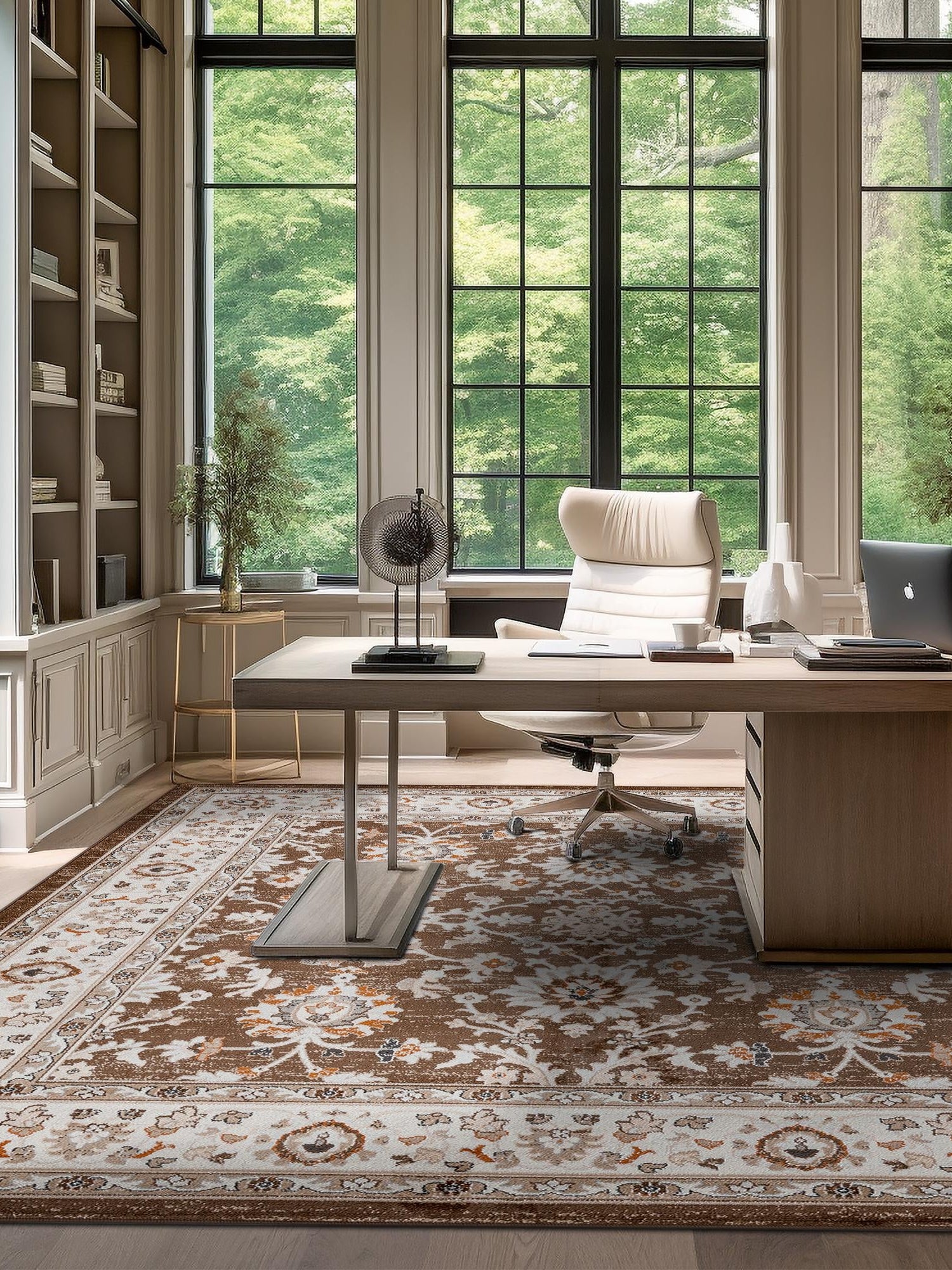 Brown 4' 1 x 4' 1 Charlotte Square Area Rug 100% Polypropylene With Jute Backing Traditional Classical Durable Carpet for Living Dining Office Rooms for Sale at Rug Engine