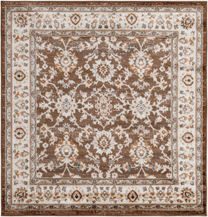 Brown 5' 3 x 5' 3 Charlotte Square Area Rug 100% Polypropylene With Jute Backing Traditional Classical Durable Carpet for Living Dining Office Rooms for Sale at Rug Engine