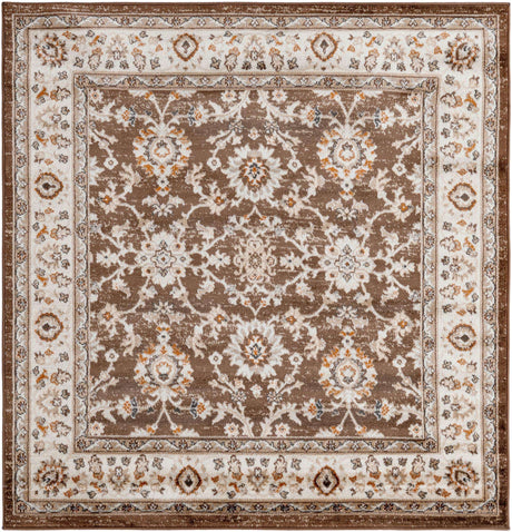 Brown 5' 3 x 5' 3 Charlotte Square Area Rug 100% Polypropylene With Jute Backing Traditional Classical Durable Carpet for Living Dining Office Rooms for Sale at Rug Engine