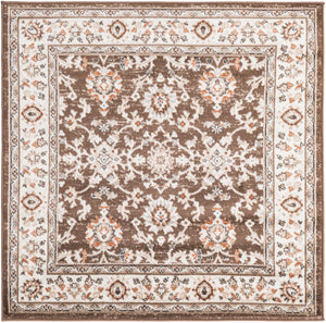 Brown 4' 1 x 4' 1 Charlotte Square Area Rug 100% Polypropylene With Jute Backing Traditional Classical Durable Carpet for Living Dining Office Rooms for Sale at Rug Engine