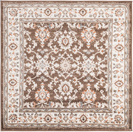 Brown 4' 1 x 4' 1 Charlotte Square Area Rug 100% Polypropylene With Jute Backing Traditional Classical Durable Carpet for Living Dining Office Rooms for Sale at Rug Engine