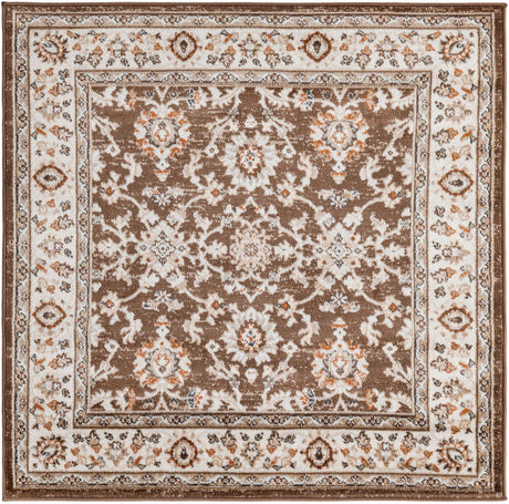 Brown 4' 1 x 4' 1 Charlotte Square Area Rug 100% Polypropylene With Jute Backing Traditional Classical Durable Carpet for Living Dining Office Rooms for Sale at Rug Engine