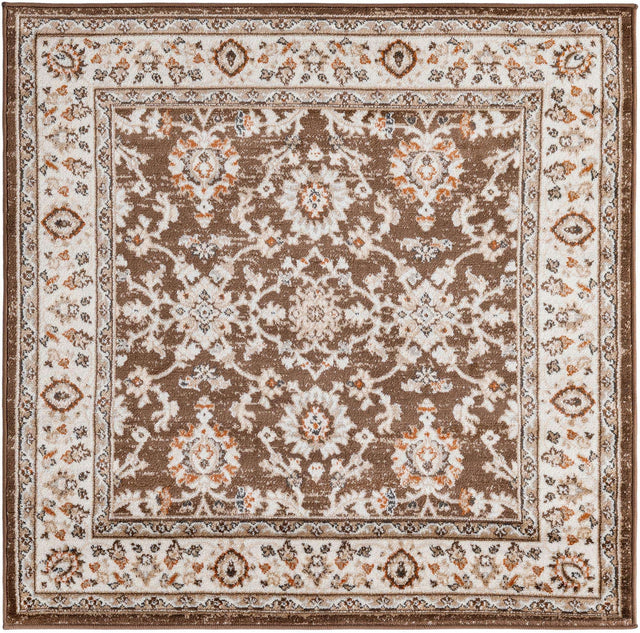 Brown 4' 1 x 4' 1 Charlotte Square Area Rug 100% Polypropylene With Jute Backing Traditional Classical Durable Carpet for Living Dining Office Rooms for Sale at Rug Engine