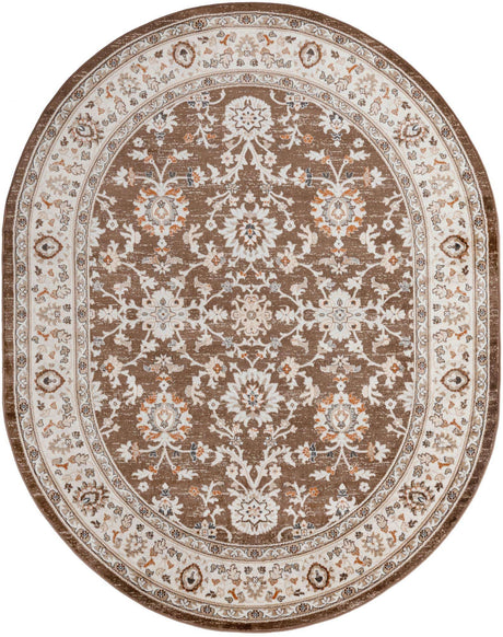 Brown 7' 10 x 10' Charlotte Oval Area Rug 100% Polypropylene With Jute Backing Traditional Classical Durable Carpet for Living Dining Office Rooms for Sale at Rug Engine