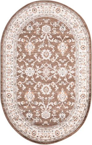 Brown 5' 3 x 8' Charlotte Oval Area Rug 100% Polypropylene With Jute Backing Traditional Classical Durable Carpet for Living Dining Office Rooms for Sale at Rug Engine