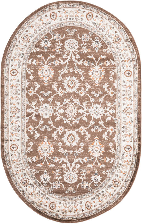 Brown 5' 3 x 8' Charlotte Oval Area Rug 100% Polypropylene With Jute Backing Traditional Classical Durable Carpet for Living Dining Office Rooms for Sale at Rug Engine