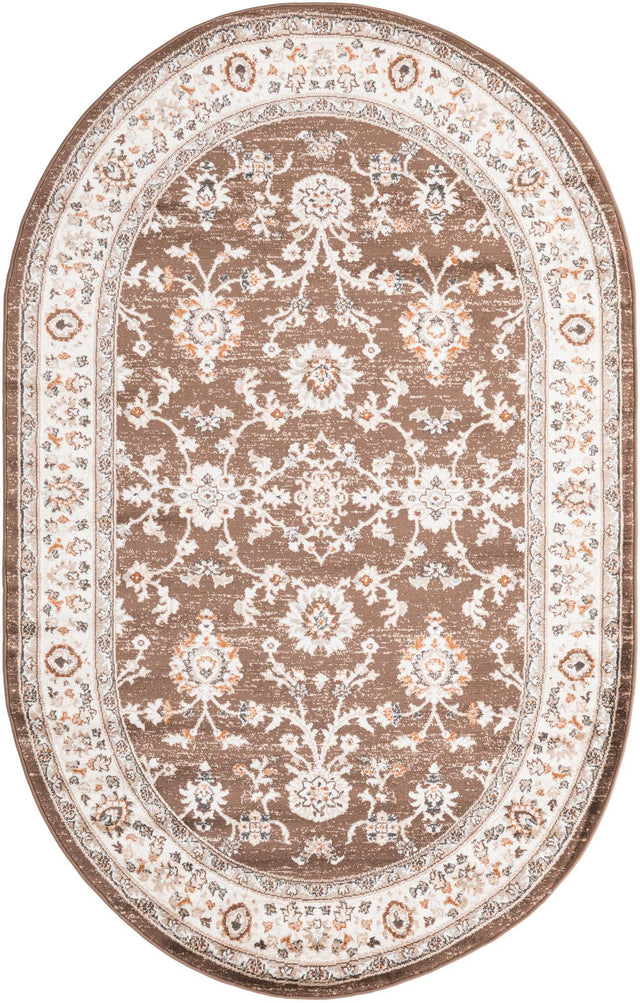 Brown 5' 3 x 8' Charlotte Oval Area Rug 100% Polypropylene With Jute Backing Traditional Classical Durable Carpet for Living Dining Office Rooms for Sale at Rug Engine