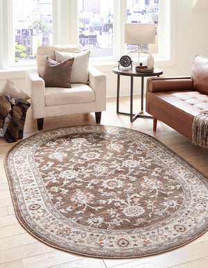 Brown 7' 10 x 10' Charlotte Oval Area Rug 100% Polypropylene With Jute Backing Traditional Classical Durable Carpet for Living Dining Office Rooms for Sale at Rug Engine