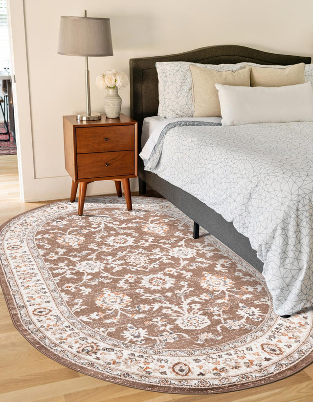 Brown 4' 1 x 6' 1 Charlotte Oval Area Rug 100% Polypropylene With Jute Backing Traditional Classical Durable Carpet for Living Dining Office Rooms for Sale at Rug Engine