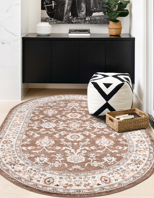 Brown 7' 10 x 10' Charlotte Oval Area Rug 100% Polypropylene With Jute Backing Traditional Classical Durable Carpet for Living Dining Office Rooms for Sale at Rug Engine