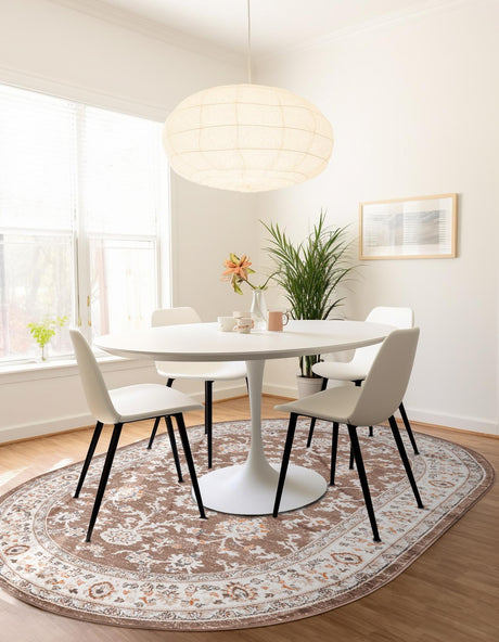 Brown 5' 3 x 8' Charlotte Oval Area Rug 100% Polypropylene With Jute Backing Traditional Classical Durable Carpet for Living Dining Office Rooms for Sale at Rug Engine