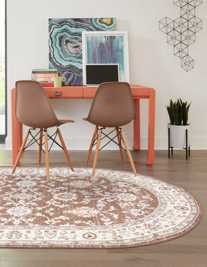 Brown 5' 3 x 8' Charlotte Oval Area Rug 100% Polypropylene With Jute Backing Traditional Classical Durable Carpet for Living Dining Office Rooms for Sale at Rug Engine