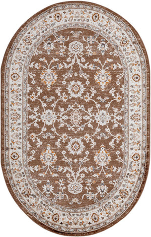 Brown 5' 3 x 8' Charlotte Oval Area Rug 100% Polypropylene With Jute Backing Traditional Classical Durable Carpet for Living Dining Office Rooms for Sale at Rug Engine