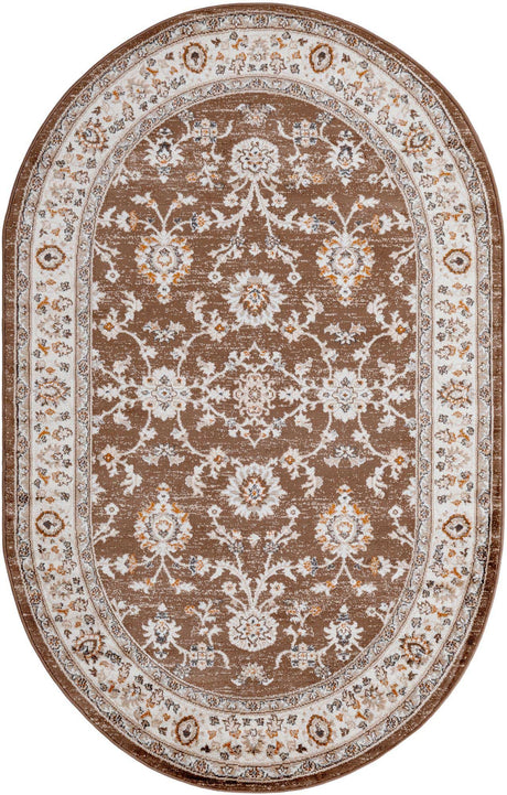 Brown 5' 3 x 8' Charlotte Oval Area Rug 100% Polypropylene With Jute Backing Traditional Classical Durable Carpet for Living Dining Office Rooms for Sale at Rug Engine