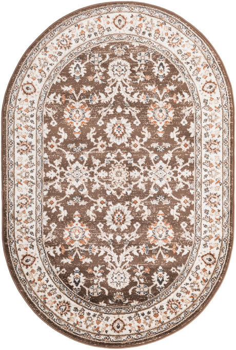Brown 4' 1 x 6' 1 Charlotte Oval Area Rug 100% Polypropylene With Jute Backing Traditional Classical Durable Carpet for Living Dining Office Rooms for Sale at Rug Engine