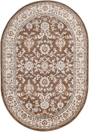 Brown 4' 1 x 6' 1 Charlotte Oval Area Rug 100% Polypropylene With Jute Backing Traditional Classical Durable Carpet for Living Dining Office Rooms for Sale at Rug Engine