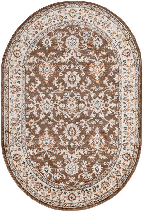 Brown 4' 1 x 6' 1 Charlotte Oval Area Rug 100% Polypropylene With Jute Backing Traditional Classical Durable Carpet for Living Dining Office Rooms for Sale at Rug Engine