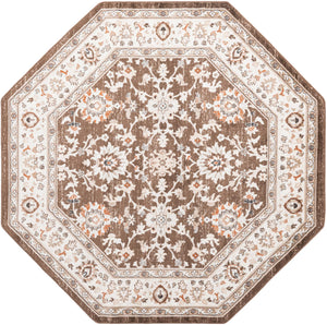 Brown 7' 10 x 7' 10 Charlotte Octagon Area Rug 100% Polypropylene With Jute Backing Traditional Classical Durable Carpet for Living Dining Office Rooms for Sale at Rug Engine