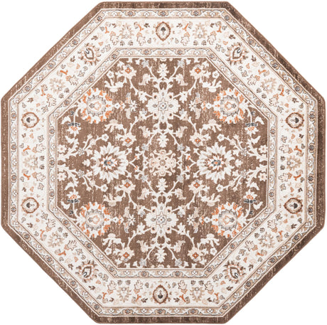Brown 7' 10 x 7' 10 Charlotte Octagon Area Rug 100% Polypropylene With Jute Backing Traditional Classical Durable Carpet for Living Dining Office Rooms for Sale at Rug Engine