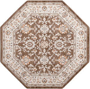 Brown 7' 10 x 7' 10 Charlotte Octagon Area Rug 100% Polypropylene With Jute Backing Traditional Classical Durable Carpet for Living Dining Office Rooms for Sale at Rug Engine