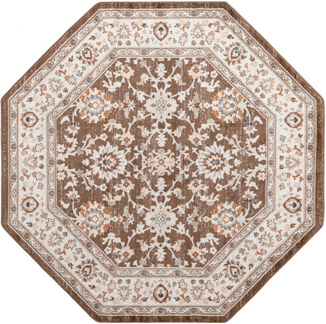 Brown 7' 10 x 7' 10 Charlotte Octagon Area Rug 100% Polypropylene With Jute Backing Traditional Classical Durable Carpet for Living Dining Office Rooms for Sale at Rug Engine
