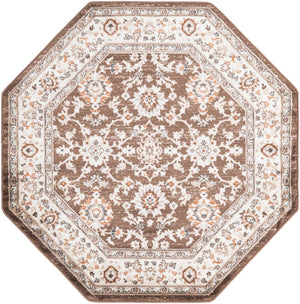 Brown 5' 3 x 5' 3 Charlotte Octagon Area Rug 100% Polypropylene With Jute Backing Traditional Classical Durable Carpet for Living Dining Office Rooms for Sale at Rug Engine