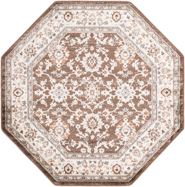 Brown 5' 3 x 5' 3 Charlotte Octagon Area Rug 100% Polypropylene With Jute Backing Traditional Classical Durable Carpet for Living Dining Office Rooms for Sale at Rug Engine