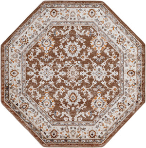 Brown 5' 3 x 5' 3 Charlotte Octagon Area Rug 100% Polypropylene With Jute Backing Traditional Classical Durable Carpet for Living Dining Office Rooms for Sale at Rug Engine