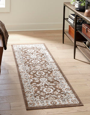 Brown 2' x 6' 1 Charlotte Runner Area Rug 100% Polypropylene With Jute Backing Traditional Classical Durable Carpet for Living Dining Office Rooms for Sale at Rug Engine